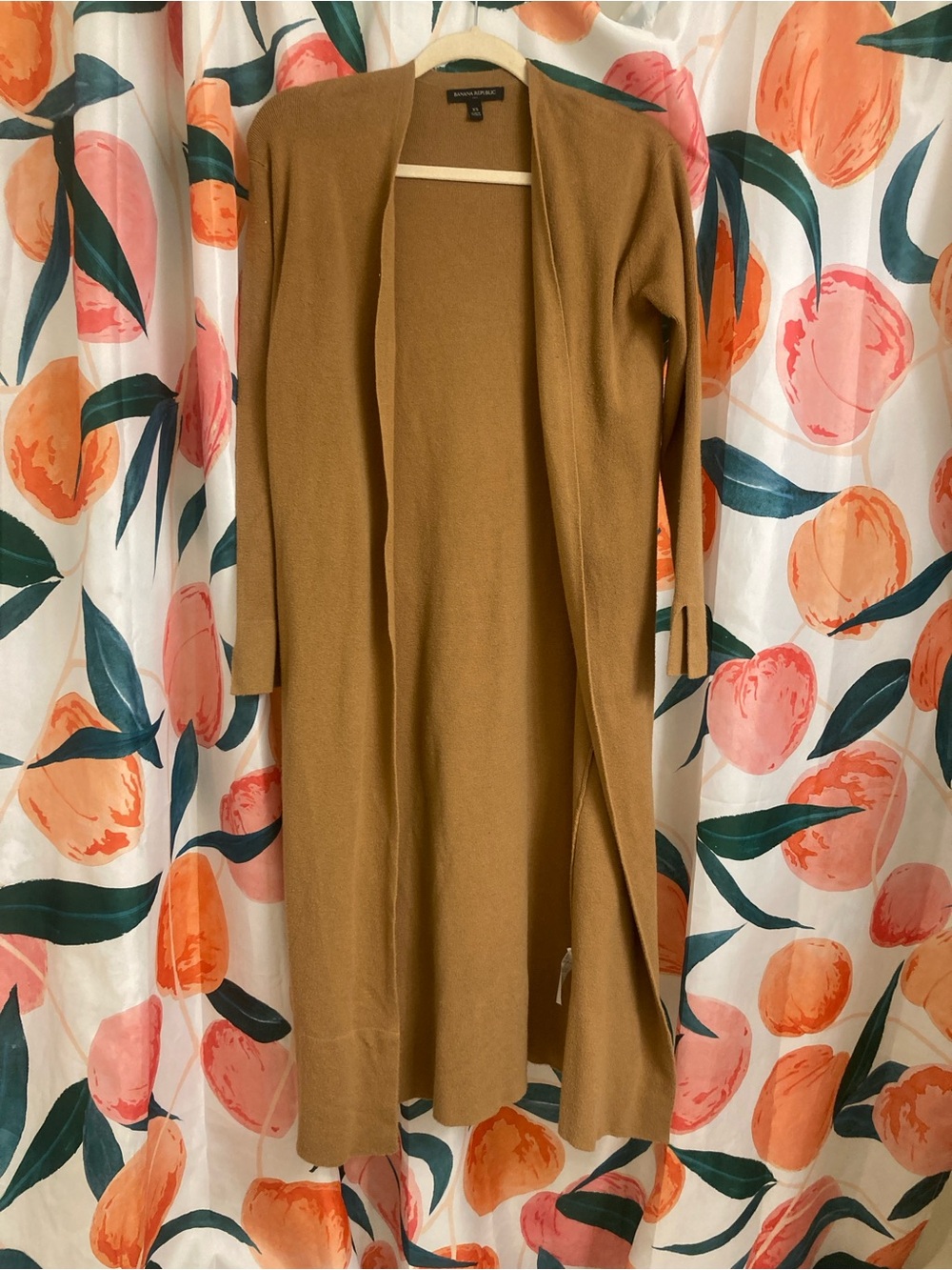 Banana Republic Camel Long Open-Front Duster Cardigan